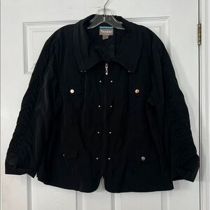 TanJay Women's Black Utility Jacket with Silver Accents